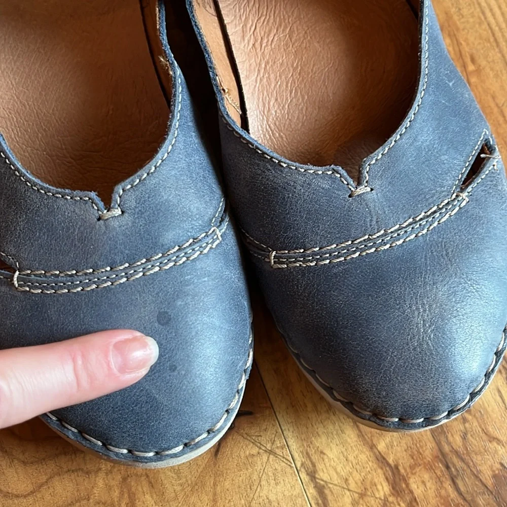 Josef Seibel Fergey blue Mary Jane Leather Flats Shoes loafers Size 37 7 US EUC